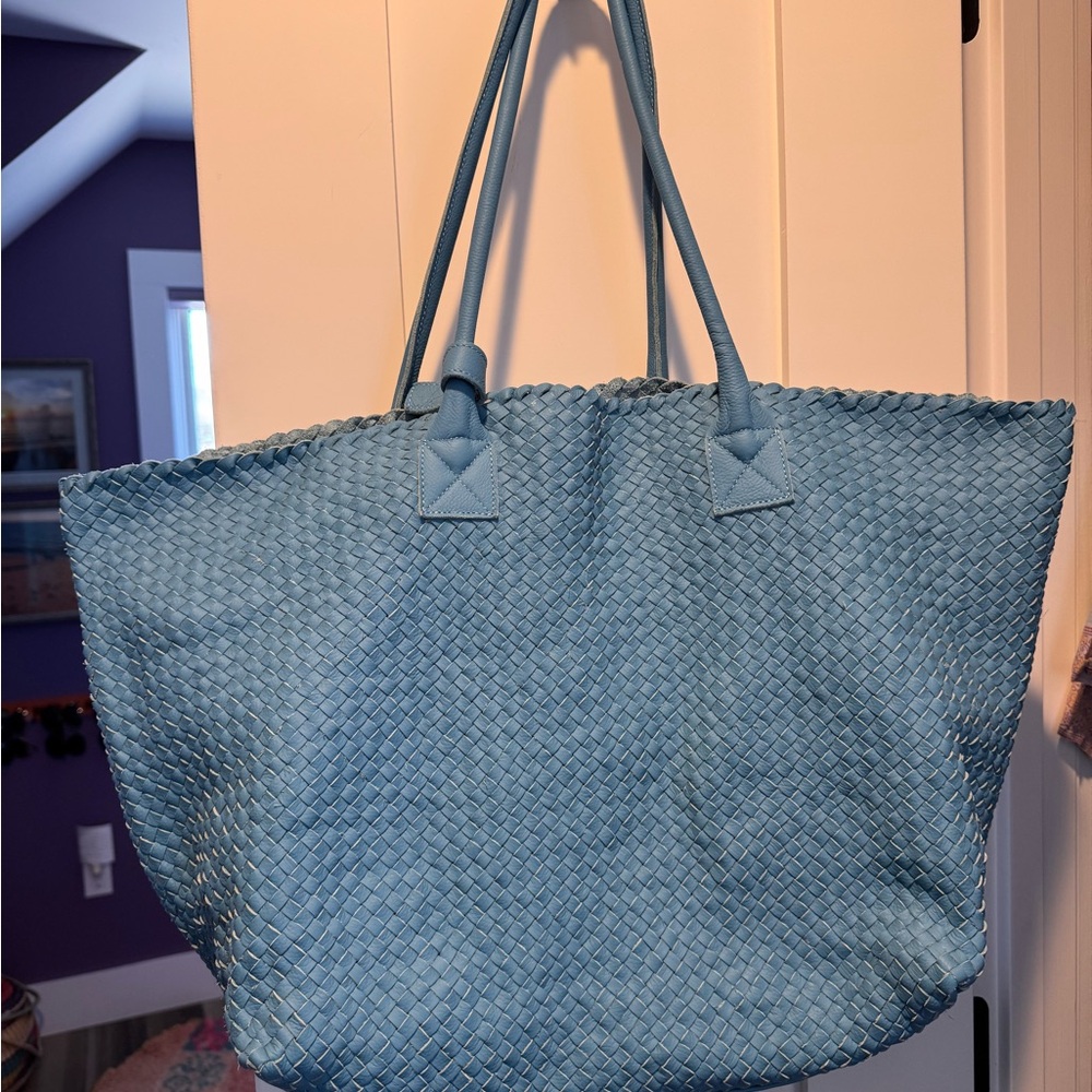 Blue leather Woven Tote Bag straight from Morroco buttery soft